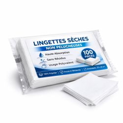 Boites de lingettes sèches non pelucheuses - 100 pièces