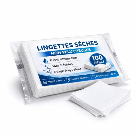 Boites de lingettes sèches non pelucheuses - 100 pièces
