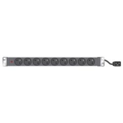 Panneau de distribution 19" 1U 9PC - Sortie de câble C14
