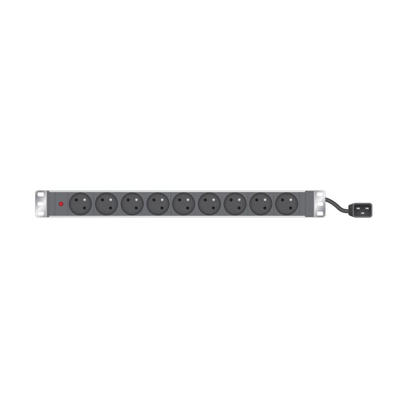 Panneau de distribution 19" 1U 9PC - Sortie de câble C14
