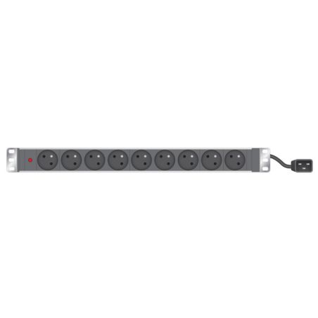 Panneau de distribution 19" 1U 9PC - Sortie de câble C14