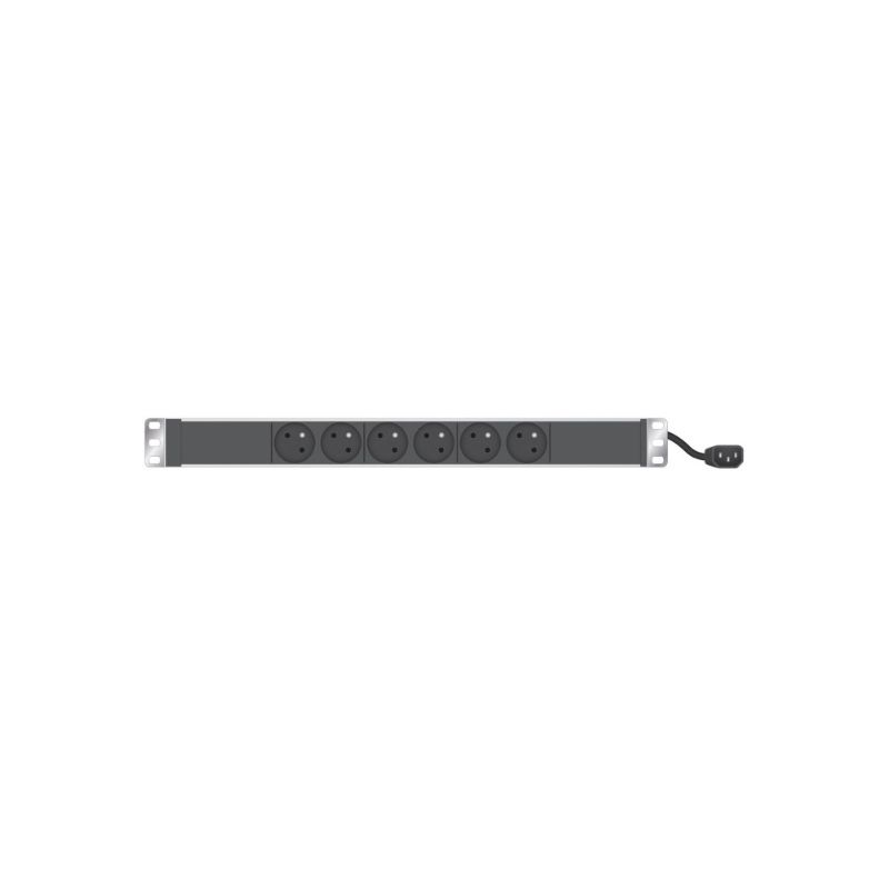 Panneau de distribution 19" 1U 6PC - Sortie de câble C14
