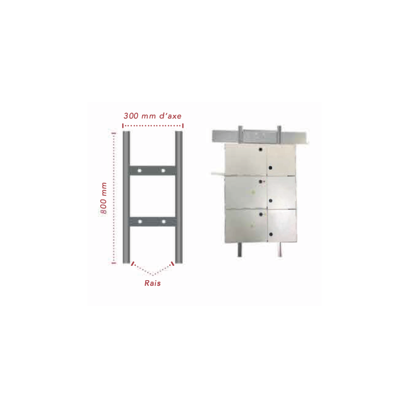 Platine de fixation murale 450x25x1500mm