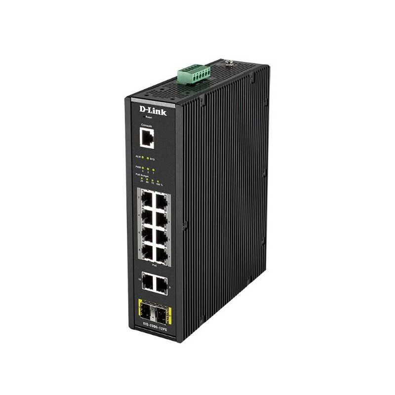 D-LINK - DIS-200G-12PS - Switch Industriel 8 ports Gigabit PoE/PoE+ & 2 ports Gigabit & 2 ports SFP