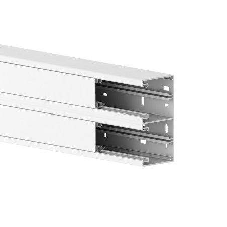 Goulotte d'installation MBR 65x130/45-9010, PVC, embase + 2x 45 mm couvercle, blanc alpin - Vendu au mètre