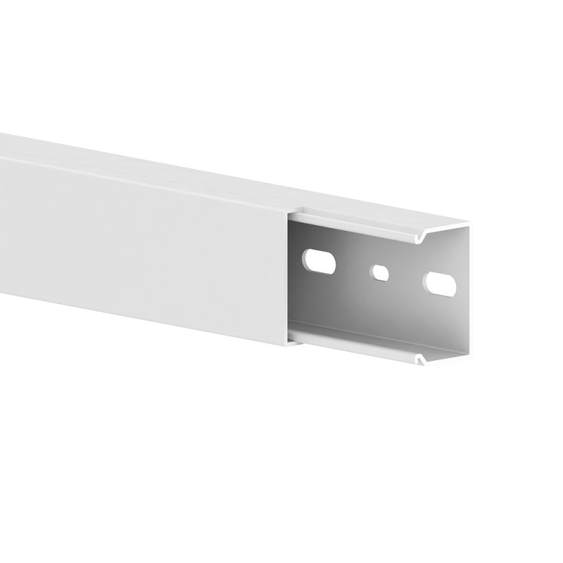 Goulotte LFG 25x40-9010, PVC, avec perforation de l'embase, blanc alpin - Vendu au mètre