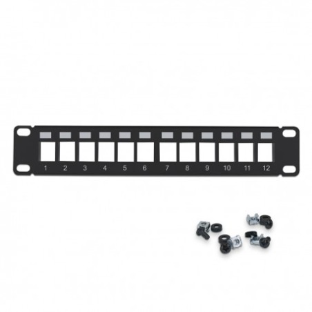 Panneau de brassage noir 10'' 1U vide 12 ports