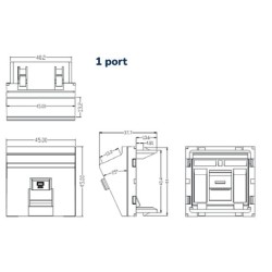 Plastron 45x45 1 ou 2 ports incliné - UK220400