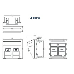 Plastron 45x45 1 ou 2 ports incliné - UK220400